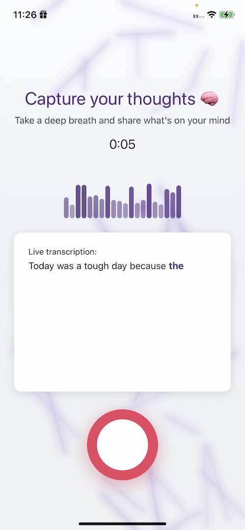 ThinkAloud App Interface, Record